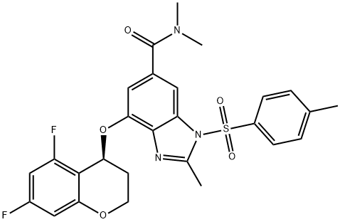1H-বেনজিমিডাজল-6-কারবক্সামাইড, 4-[[(4S)-5,7-difluoro-3,4-dihydro-2H-1-benzopyran-4-yl]oxy]-N,N,2-ট্রাইমিথাইল-1 -[(4-মিথাইলফেনাইল)সালফোনাইল]-