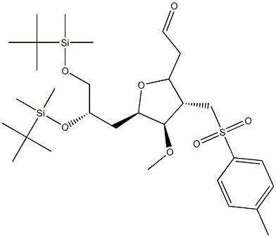 2-((2S,3S,4R,5R)-5-((S)-2,3-bis(tert-butyldimethylsilyloxy)propyl)-4-methoxy-3-(tosylmethyl)tetrahydrofuran-2-yl)এসিটালডিহাইড