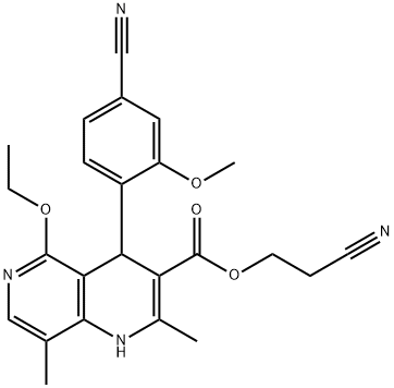 2-সায়ানোইথাইল 4-(4-সায়ানো-2-মেথোক্সিফেনাইল)-5-ইথক্সি-2,8-ডাইমিথাইল-1,4-ডাইহাইড্রো-1,6-ন্যাফথাইরিডিন-3-কারবক্সিলেট