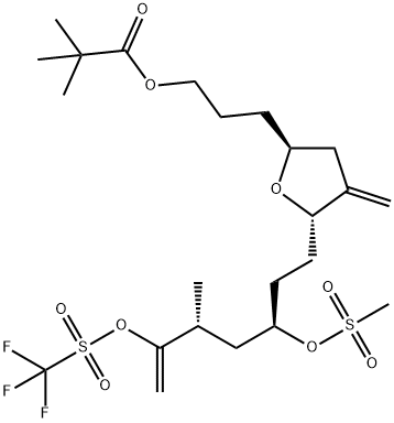3-((2S,5S)-5-((3R,5R)-5-মিথাইল-3-((মিথাইলসালফোনাইল)অক্সি)-6-(((ট্রাইফ্লুরোমিথাইল)সালফোনিল)অক্সি)হেপ্ট-6-এন-1- yl)-4-মিথাইলনেটেট্রাহাইড্রোফুরান-2-yl)প্রোপাইল পিভালেট