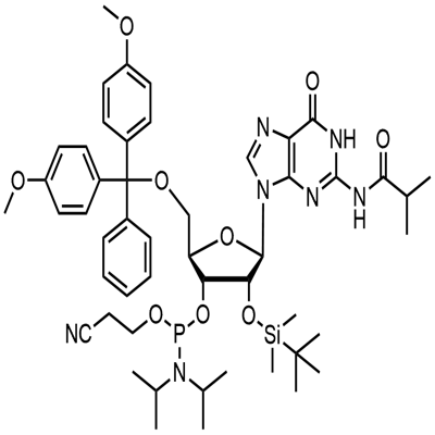 5'-O-(4,4-ডাইমেথোক্সাইট্রিটাইল)-2'-ও-[(tert-butyl)ডাইমেথাইলসিলিল]-N-আইসোবুটিরিলগুয়ানোসিন-3'-(2-সায়ানোইথিল-এন, এন-ডাইসোপ্রোপাইল)ফসফোরামিডাইট