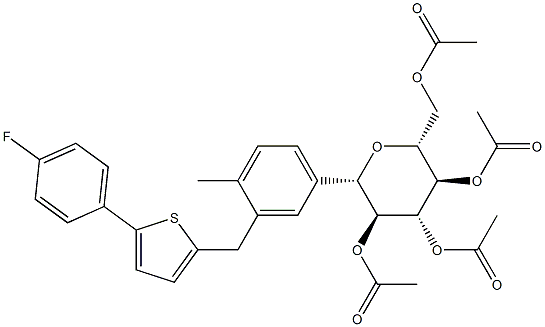 ডি-গ্লুসিটল, 1,5-এনহাইড্রো-1-সি-[3-[[5-(4-ফ্লুরোফেনাইল)-2-থিয়েনাইল]মিথাইল]-4-মিথাইলফেনাইল]-, টেট্রাসেটেট, (1S)- (9CI)