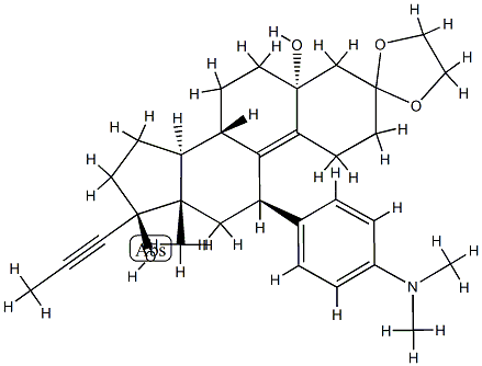 Estr-9-en-3-one, 11-[4-(dimethylamino)phenyl]-5,17-dihydroxy-17-(1-propynyl)-, সাইক্লিক 1,2-ethanediyl acetal, (5a,11b,17b )-