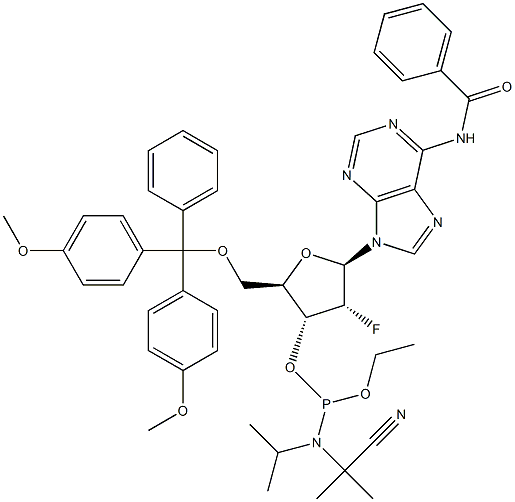 N-Benzoyl-5'-O-[bis(4-methoxyphenyl)phenylmethyl]-2'-deoxy-2'-ফ্লুরোঅ্যাডেনোসিন 3'-[2-সায়ানোইথিল N,N-bis(1-মিথাইলথাইল)ফসফোরামিডাইট]